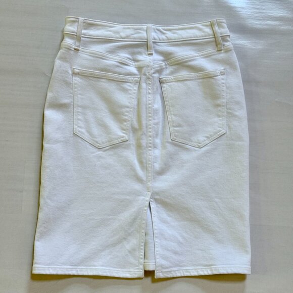 Banana Republic Button-Fly Denim Pencil Skirt, White, Size 2 petite - Picture 2 of 4